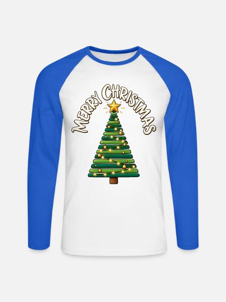 Weihnachtsbaum Christbaum Merry Christmas - Unisex Baseballshirt langarm - Weiß/Royalblau