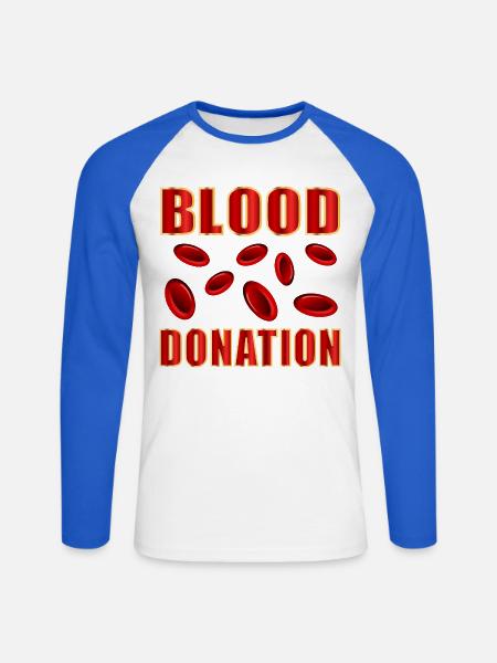 Blutspende, danke - Unisex Baseballshirt langarm - Weiß/Royalblau