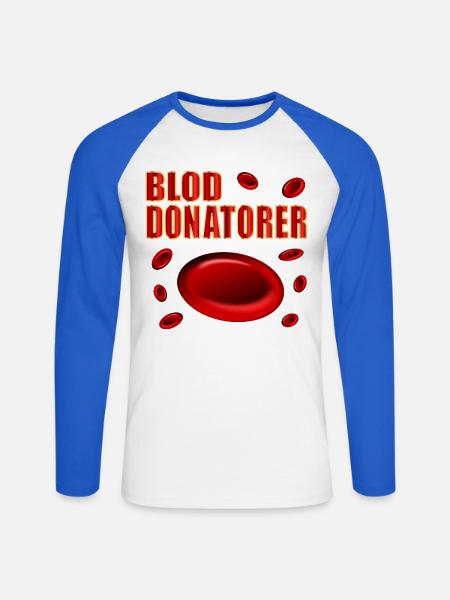 Blutspender Englisch - Unisex Baseballshirt langarm - Weiß/Royalblau