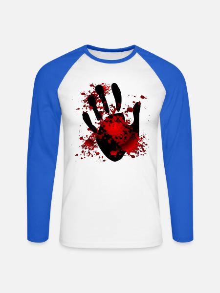Halloween Blutende Hand - Unisex Baseballshirt langarm - Weiß/Royalblau
