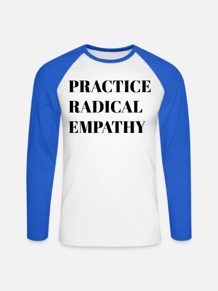 Radikale Empathie praktizieren - Unisex Baseballshirt langarm - Weiß/Royalblau