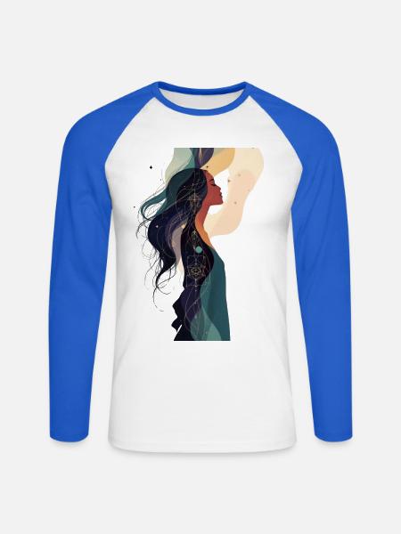Kosmische Seele mit Geometrie - Unisex Baseballshirt langarm - Weiß/Royalblau