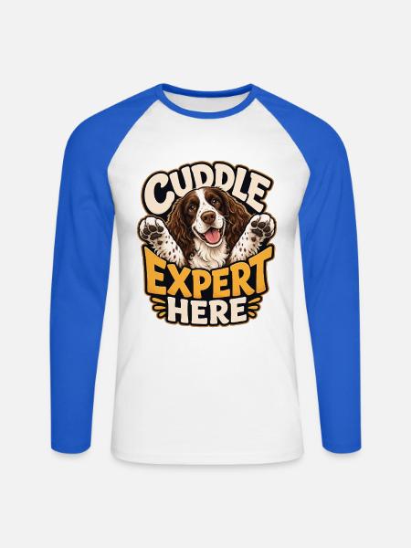 Englischer Springer-Spaniel - Unisex Baseballshirt langarm - Weiß/Royalblau