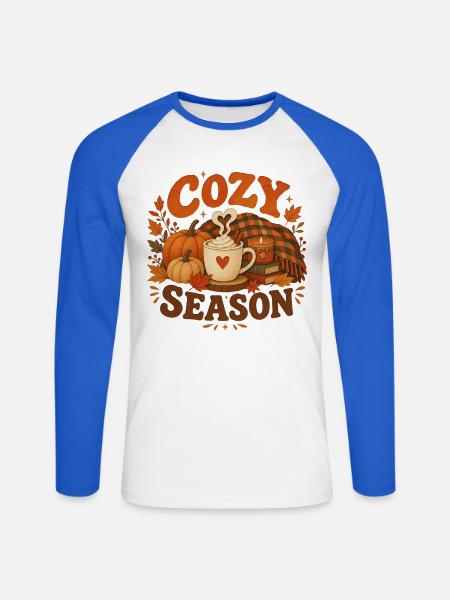 Herbst-Kokon-Saison - Unisex Baseballshirt langarm - Weiß/Royalblau