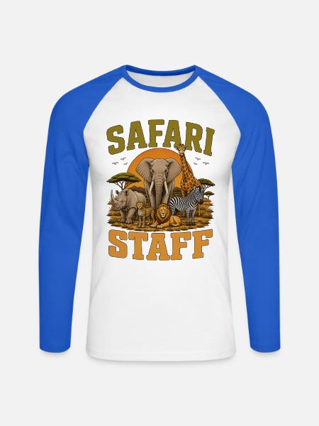 Safari Staff - Unisex Baseballshirt langarm - Weiß/Royalblau