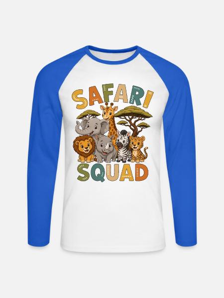 Safari Squad - Unisex Baseballshirt langarm - Weiß/Royalblau