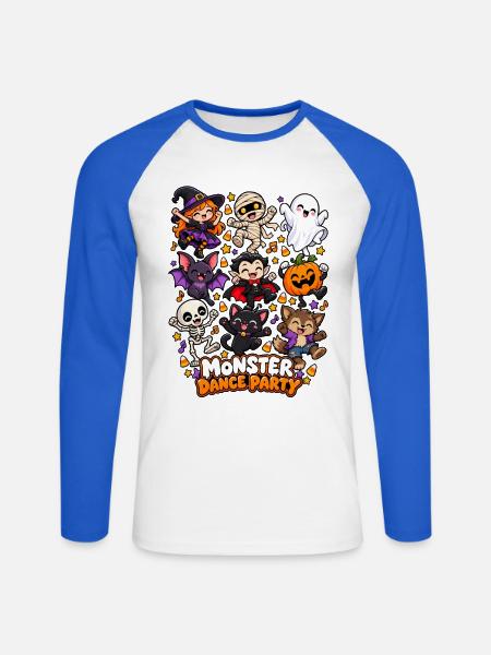 Halloween Monster Tanzparty - Unisex Baseballshirt langarm - Weiß/Royalblau