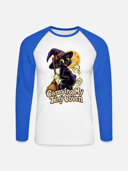 Carrying My Tiny Coven Halloween Schwanger - Unisex Baseballshirt langarm - Weiß/Royalblau