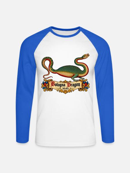 Bologna-Drache (1640) - Unisex Baseballshirt langarm - Weiß/Royalblau