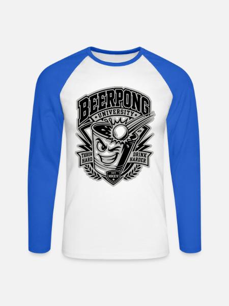 Beer Pong University - Unisex Baseballshirt langarm - Weiß/Royalblau