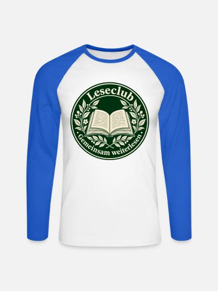 Leseclub-Siegel: Gemeinsam weiterlesen - Unisex Baseballshirt langarm - Weiß/Royalblau