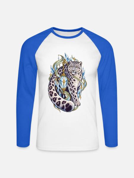 Kristall Leopard Fabelwelt - Unisex Baseballshirt langarm - Weiß/Royalblau