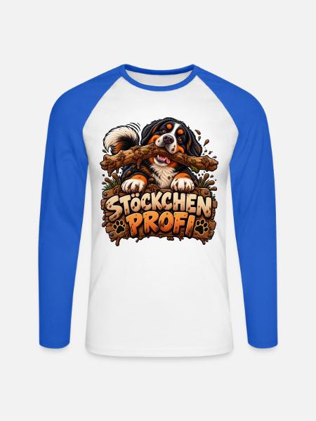 Berner Stoeckchen Profi - Unisex Baseballshirt langarm - Weiß/Royalblau