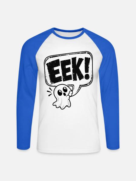 Eek! Süßer Geist Sprechblase - Unisex Baseballshirt langarm - Weiß/Royalblau