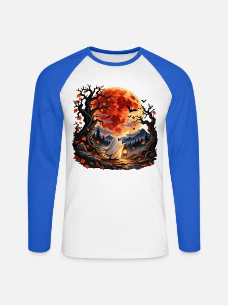 Kleiner Geist, große Nacht - Unisex Baseballshirt langarm - Weiß/Royalblau