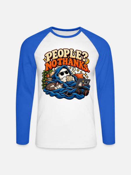 Leute? Nein, danke. | Lustiger Introvertierter - Unisex Baseballshirt langarm - Weiß/Royalblau