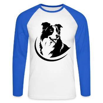 Hundeliebe - Unisex Baseballshirt langarm - Weiß/Royalblau - Vorne - Nik (191cm)