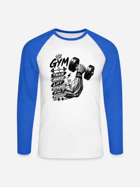 Train Hard Fitness Motivation - Unisex Baseballshirt langarm - Weiß/Royalblau