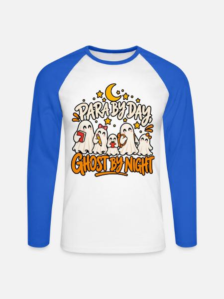 Ghost by Night Parade - Unisex Baseballshirt langarm - Weiß/Royalblau