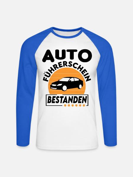 Auto Führerschein bestanden Sprüche fahren - Unisex Baseballshirt langarm - Weiß/Royalblau