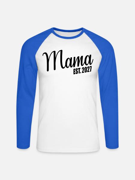 Baby verkünden, Mama 2027 - Unisex Baseballshirt langarm - Weiß/Royalblau