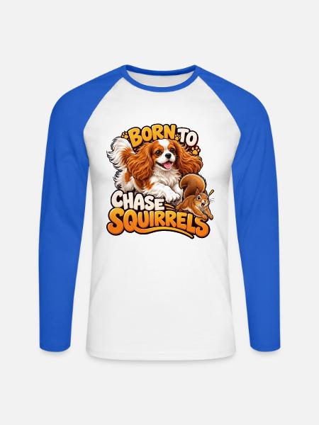 Kavallerier King Charles Spaniel - Unisex Baseballshirt langarm - Weiß/Royalblau