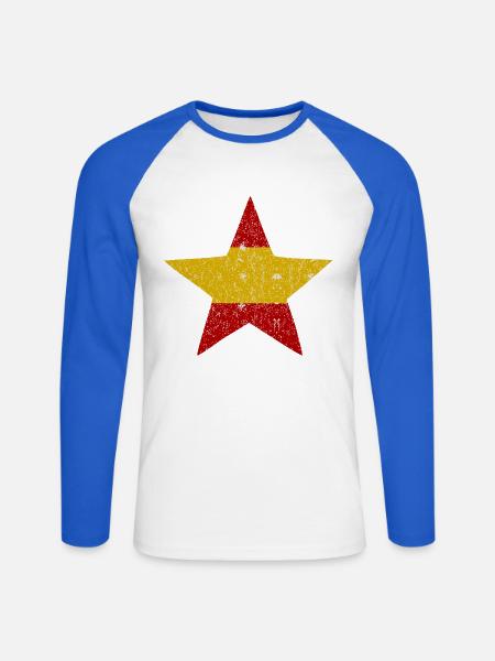 Trikolore Stern Spanien - Unisex Baseballshirt langarm - Weiß/Royalblau