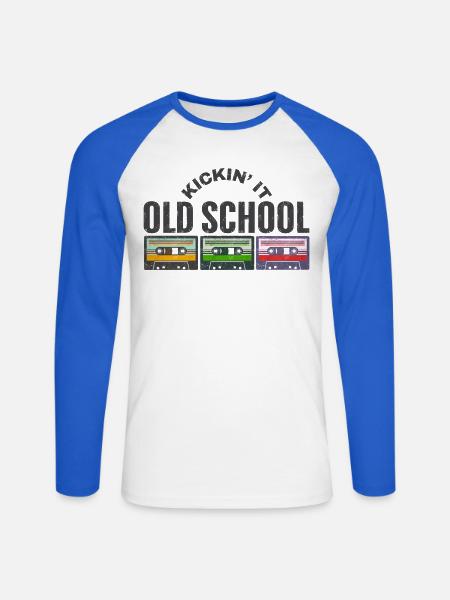 Ich mache es old school - Unisex Baseballshirt langarm - Weiß/Royalblau