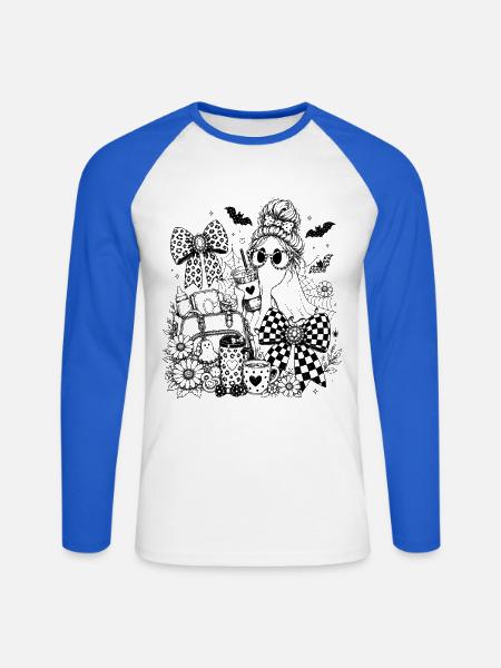 Mama Geist - Unisex Baseballshirt langarm - Weiß/Royalblau