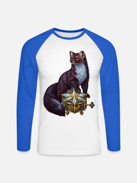 Zobel mit Polarstern-Spieluhr - Unisex Baseballshirt langarm - Weiß/Royalblau