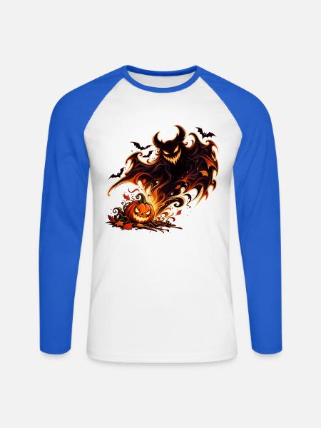 Kleiner Kürbis, großer Spuk - Unisex Baseballshirt langarm - Weiß/Royalblau