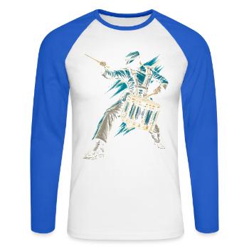 Drum Corps Spielmannszug - Unisex Baseballshirt langarm - Weiß/Royalblau - Vorne - Nik (191cm)