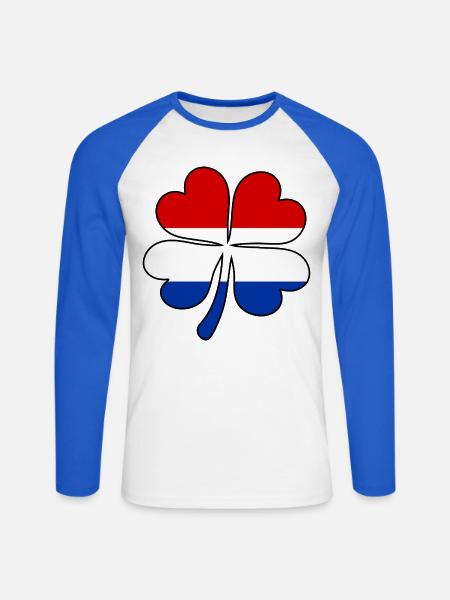 Holland Flagge Kleeblatt - Unisex Baseballshirt langarm - Weiß/Royalblau