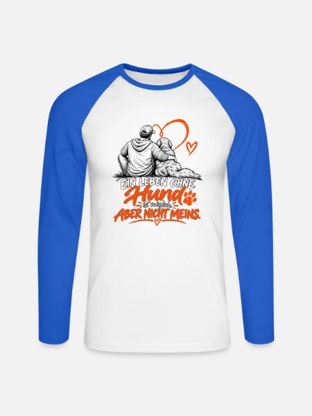 Hundeliebe: Leben mit Hund - Unisex Baseballshirt langarm - Weiß/Royalblau