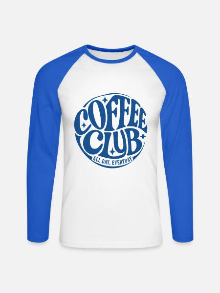 Coffee Club - Unisex Baseballshirt langarm - Weiß/Royalblau