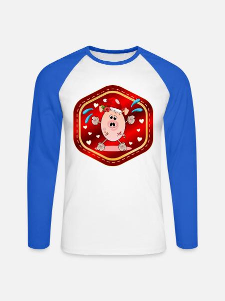 Weihnachtsmann Schwein Weihnachten - Unisex Baseballshirt langarm - Weiß/Royalblau
