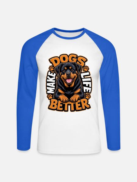 Rottweiler - Unisex Baseballshirt langarm - Weiß/Royalblau