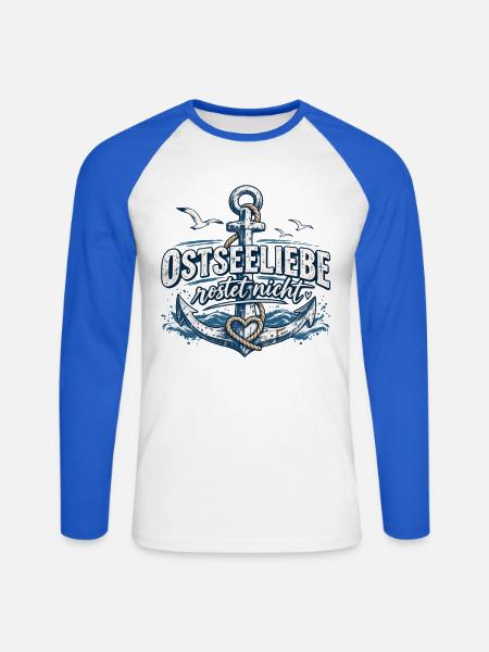 OstseeLiebe Rostet Nicht - Unisex Baseballshirt langarm - Weiß/Royalblau