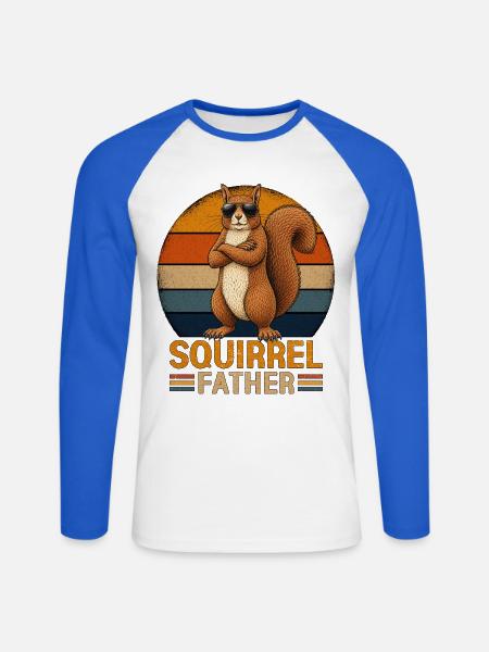 Squirrel Father - Unisex Baseballshirt langarm - Weiß/Royalblau