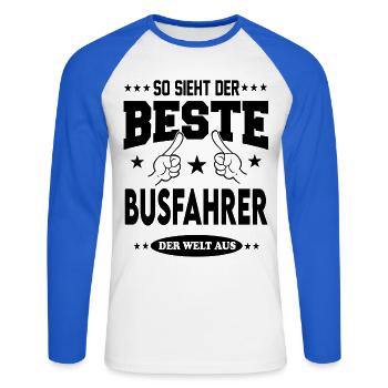 Busfahrer Der Beste der Welt Berufe  Arbeit - Unisex Baseballshirt langarm - Weiß/Royalblau - Vorne - Nik (191cm)