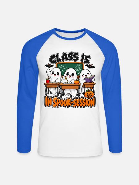 Geisterklasse Spookische Lernrunde - Unisex Baseballshirt langarm - Weiß/Royalblau