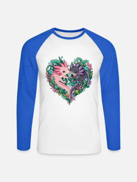 Kuschelfische im Herzgarten - Unisex Baseballshirt langarm - Weiß/Royalblau