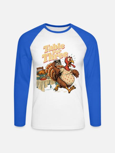 Table For Three lustige - Unisex Baseballshirt langarm - Weiß/Royalblau
