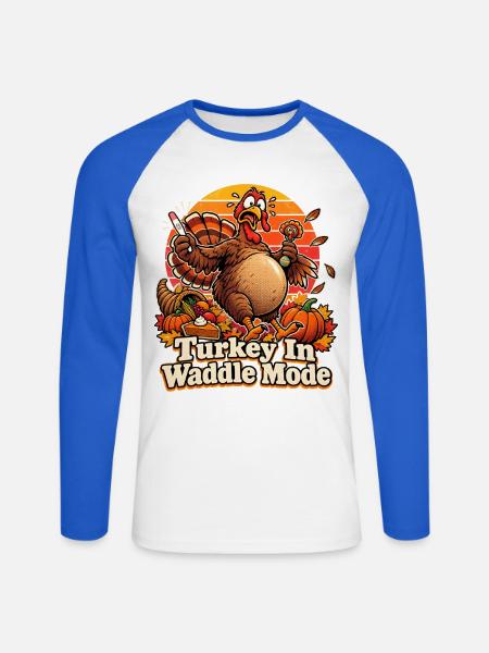 Turkey in Waddle Mode - Unisex Baseballshirt langarm - Weiß/Royalblau