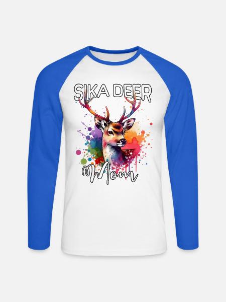 Sikahirsch Mama - Unisex Baseballshirt langarm - Weiß/Royalblau