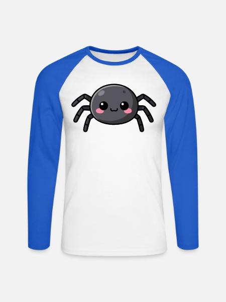 Niedliche Kawaii Halloween Spinne Geschenk Kinder - Unisex Baseballshirt langarm - Weiß/Royalblau