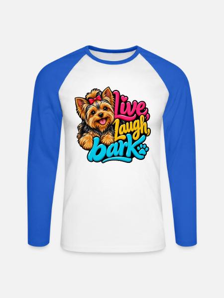 Yorkshire Terrier - Unisex Baseballshirt langarm - Weiß/Royalblau