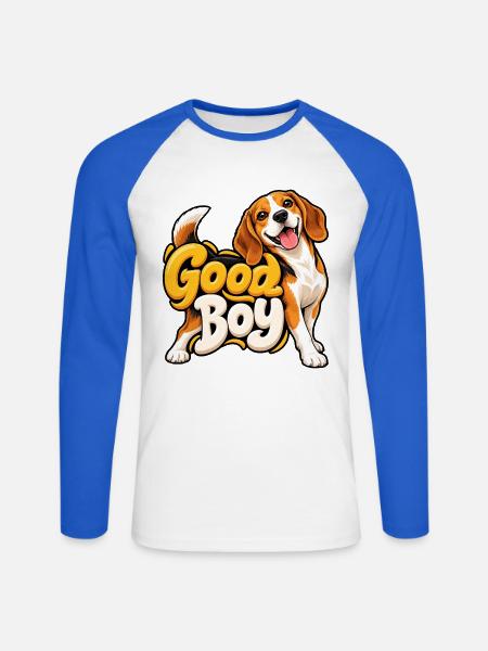 Beagle - Unisex Baseballshirt langarm - Weiß/Royalblau
