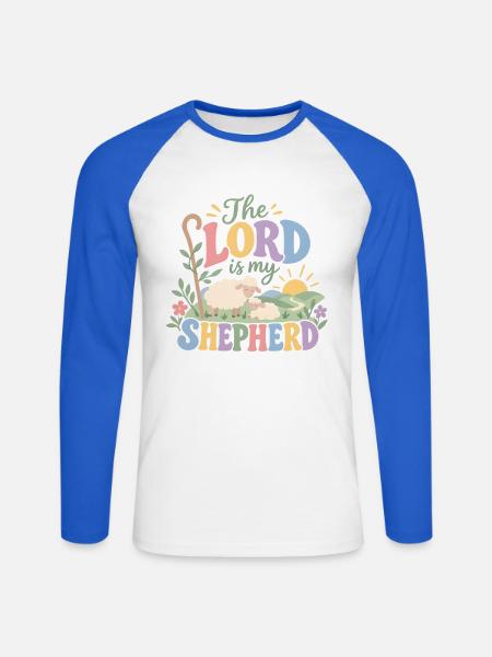 Der Herr ist mein Hirte - Unisex Baseballshirt langarm - Weiß/Royalblau