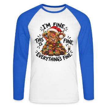 I’m Fine This Is Fine Everything’s Fine - Unisex Baseballshirt langarm - Weiß/Royalblau - Vorne - Nik (191cm)